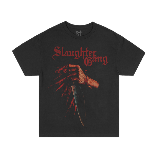 Slaughter Gang Knife Splatter Tee Front